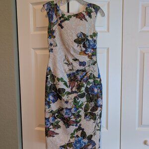 Adrianna Papell Floral Jacquard Sheath Dress, Botanical Print